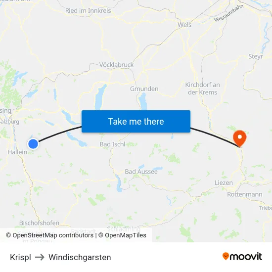 Krispl to Windischgarsten map