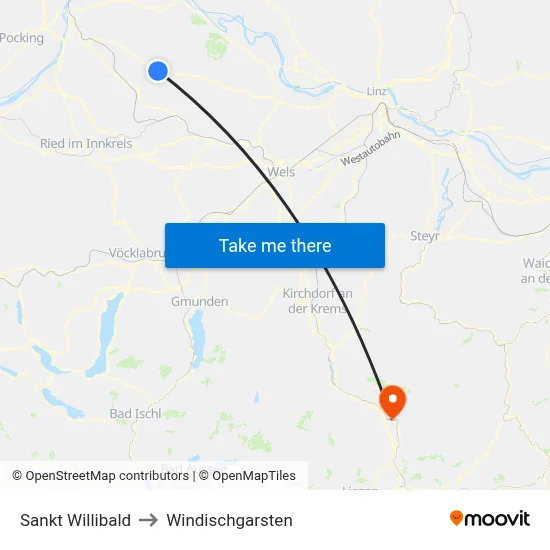 Sankt Willibald to Windischgarsten map