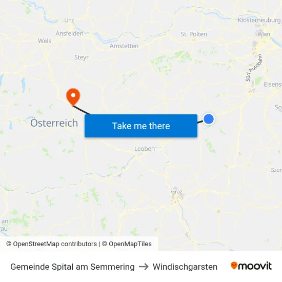 Gemeinde Spital am Semmering to Windischgarsten map