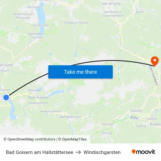 Bad Goisern am Hallstättersee to Windischgarsten map