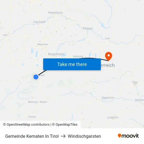Gemeinde Kematen In Tirol to Windischgarsten map