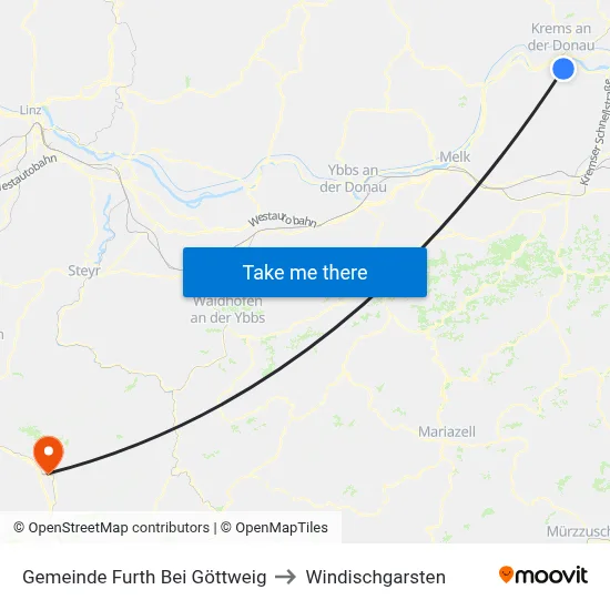 Gemeinde Furth Bei Göttweig to Windischgarsten map