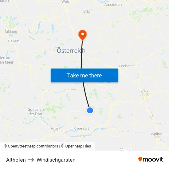 Althofen to Windischgarsten map