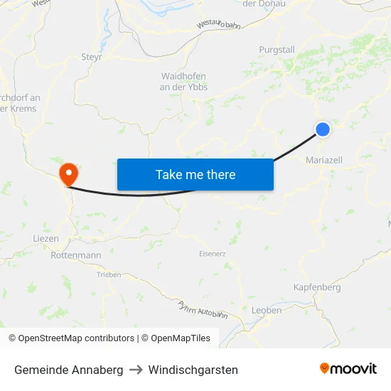 Gemeinde Annaberg to Windischgarsten map