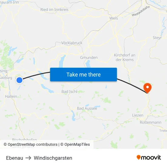 Ebenau to Windischgarsten map