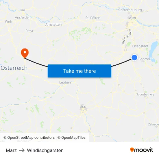 Marz to Windischgarsten map