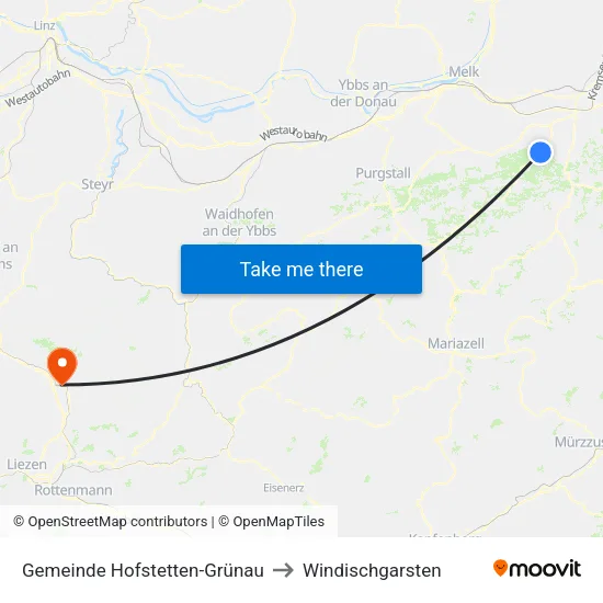 Gemeinde Hofstetten-Grünau to Windischgarsten map