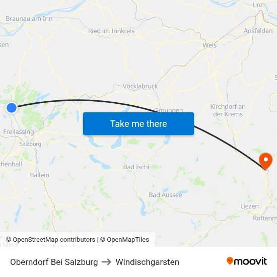 Oberndorf Bei Salzburg to Windischgarsten map