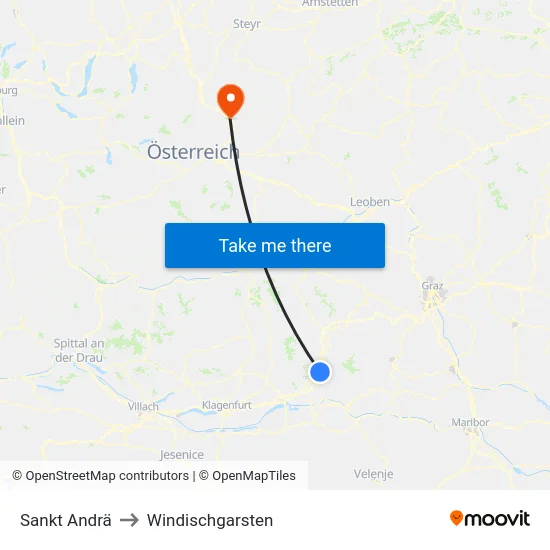 Sankt Andrä to Windischgarsten map