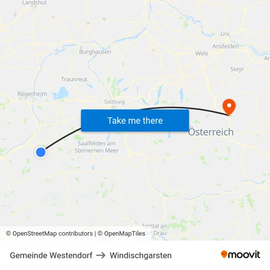Gemeinde Westendorf to Windischgarsten map