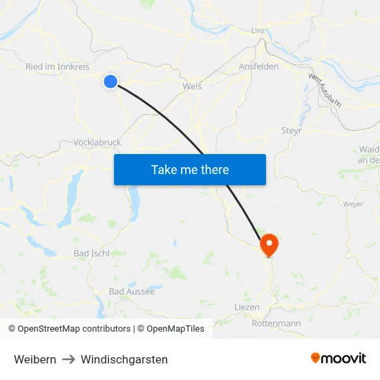 Weibern to Windischgarsten map