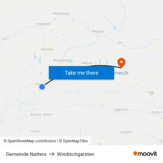 Gemeinde Natters to Windischgarsten map