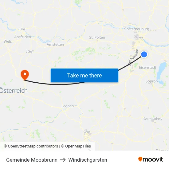 Gemeinde Moosbrunn to Windischgarsten map
