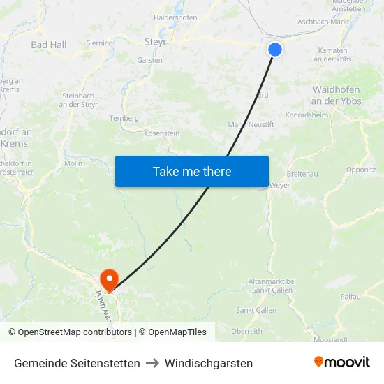 Gemeinde Seitenstetten to Windischgarsten map