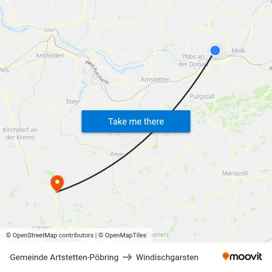 Gemeinde Artstetten-Pöbring to Windischgarsten map