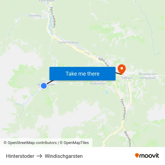 Hinterstoder to Windischgarsten map
