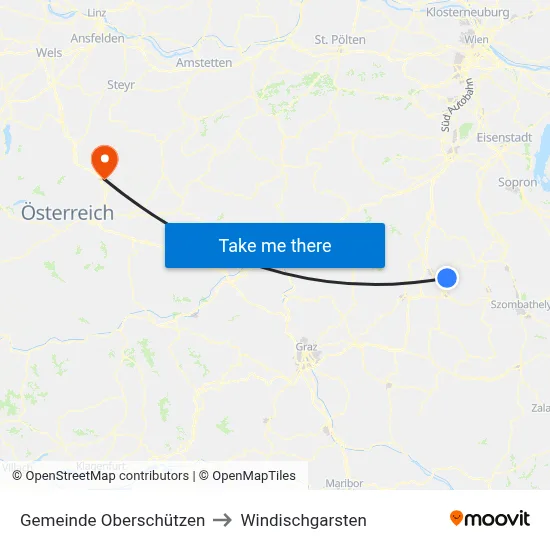 Gemeinde Oberschützen to Windischgarsten map