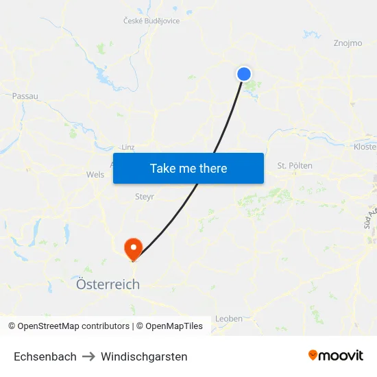 Echsenbach to Windischgarsten map