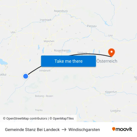 Gemeinde Stanz Bei Landeck to Windischgarsten map