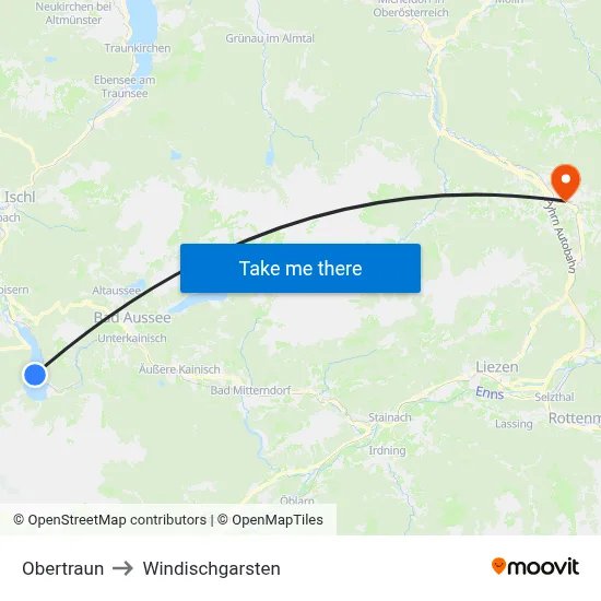 Obertraun to Windischgarsten map