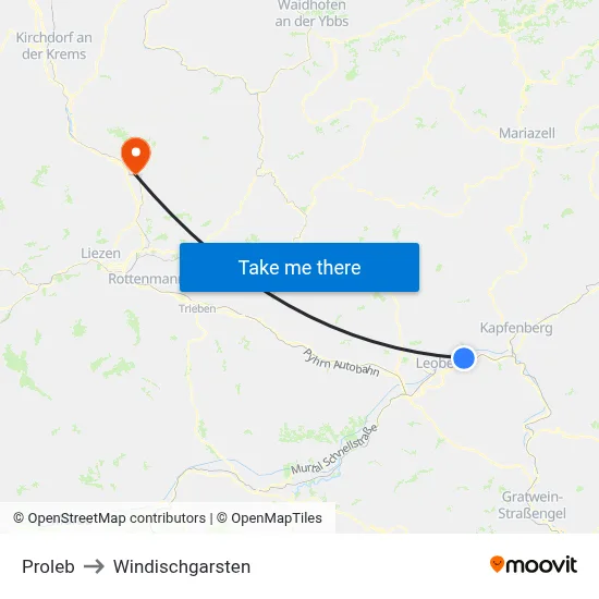 Proleb to Windischgarsten map
