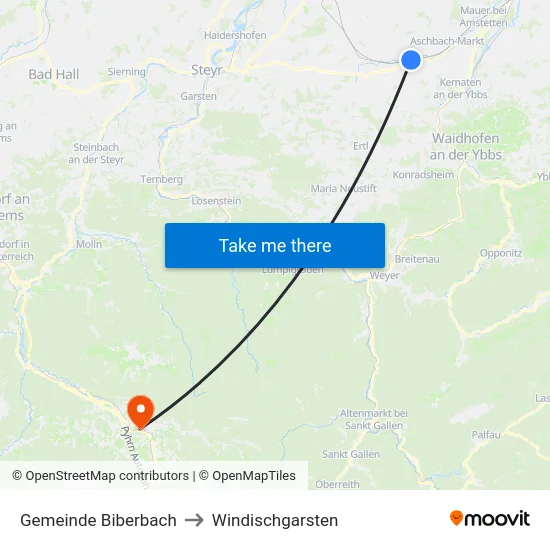 Gemeinde Biberbach to Windischgarsten map