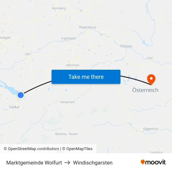 Marktgemeinde Wolfurt to Windischgarsten map