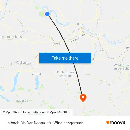 Haibach Ob Der Donau to Windischgarsten map
