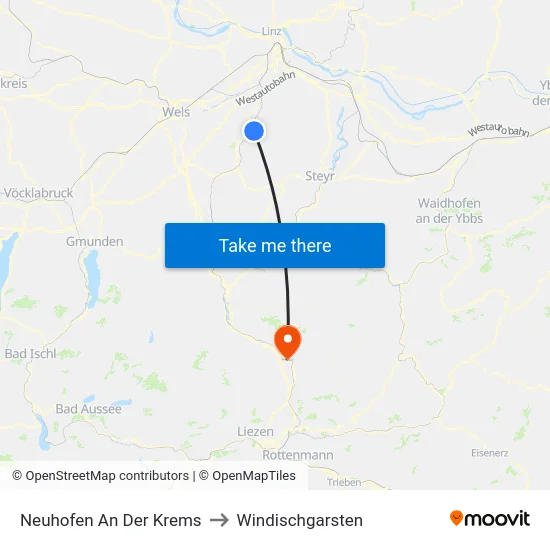 Neuhofen An Der Krems to Windischgarsten map