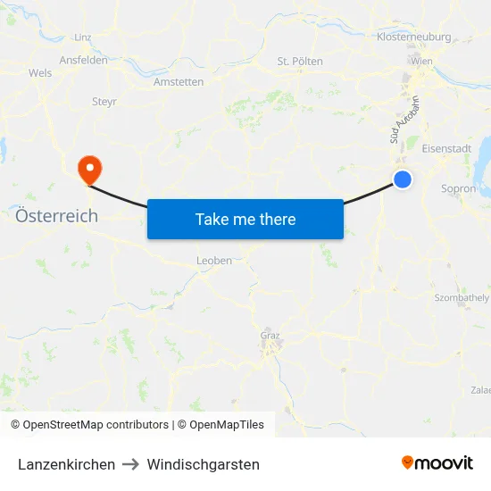 Lanzenkirchen to Windischgarsten map