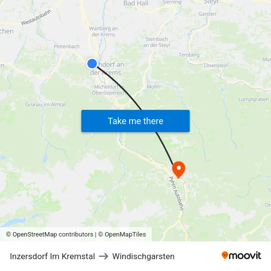 Inzersdorf Im Kremstal to Windischgarsten map