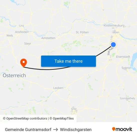Gemeinde Guntramsdorf to Windischgarsten map