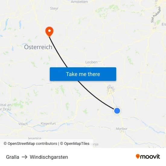 Gralla to Windischgarsten map