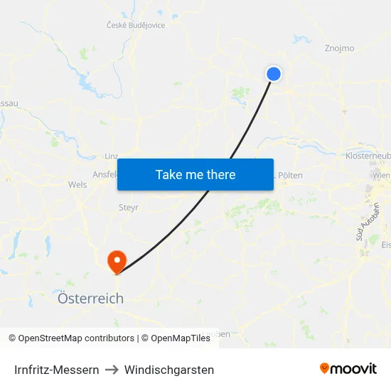Irnfritz-Messern to Windischgarsten map