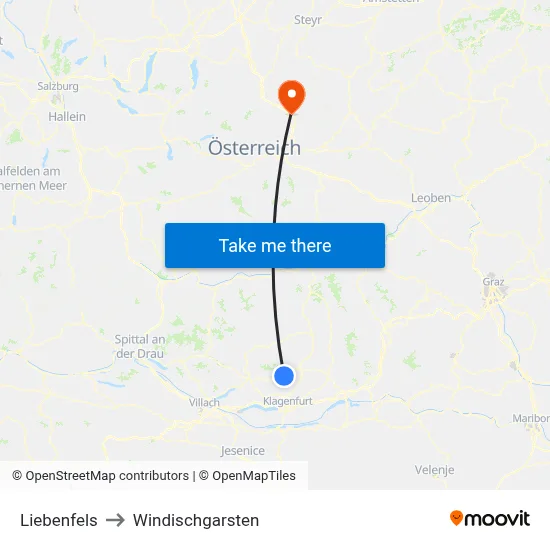Liebenfels to Windischgarsten map