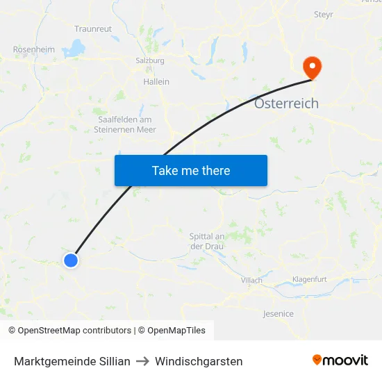 Marktgemeinde Sillian to Windischgarsten map