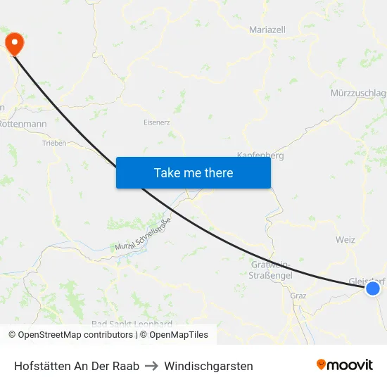Hofstätten An Der Raab to Windischgarsten map