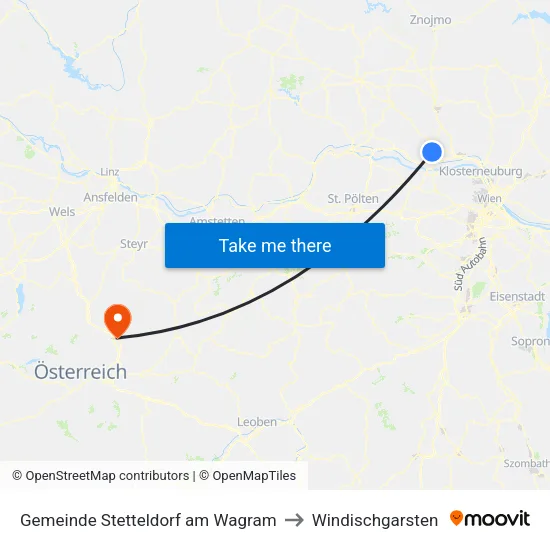 Gemeinde Stetteldorf am Wagram to Windischgarsten map