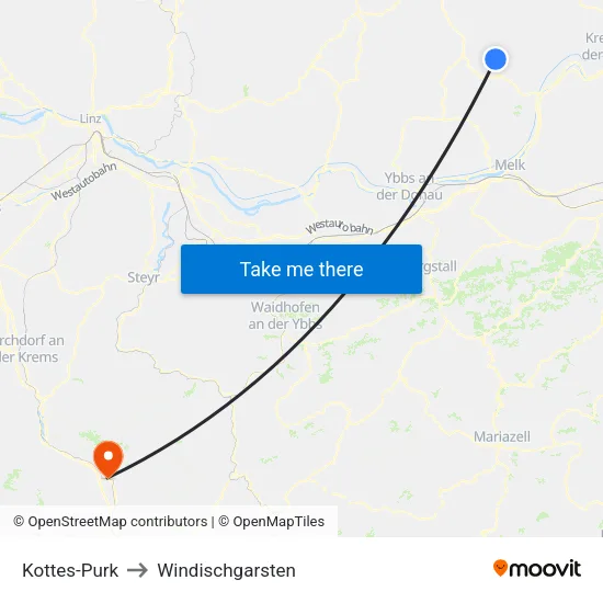 Kottes-Purk to Windischgarsten map