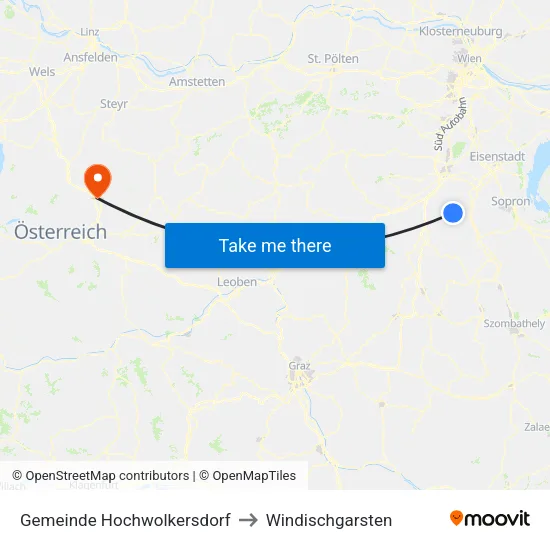 Gemeinde Hochwolkersdorf to Windischgarsten map