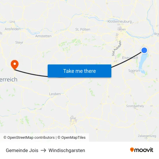Gemeinde Jois to Windischgarsten map