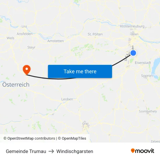 Gemeinde Trumau to Windischgarsten map