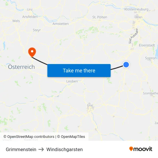 Grimmenstein to Windischgarsten map