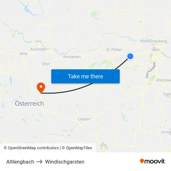 Altlengbach to Windischgarsten map