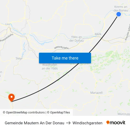 Gemeinde Mautern An Der Donau to Windischgarsten map