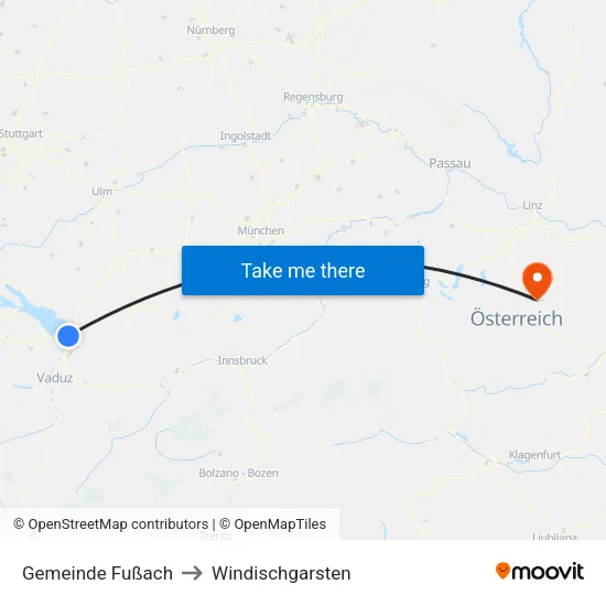 Gemeinde Fußach to Windischgarsten map
