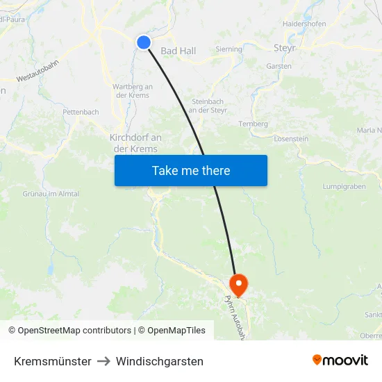 Kremsmünster to Windischgarsten map