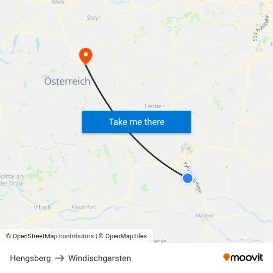 Hengsberg to Windischgarsten map