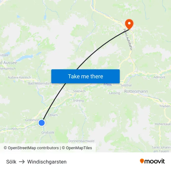 Sölk to Windischgarsten map