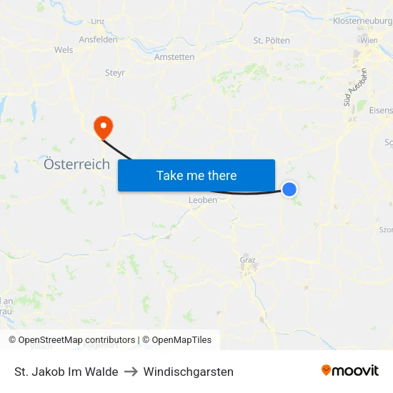 St. Jakob Im Walde to Windischgarsten map